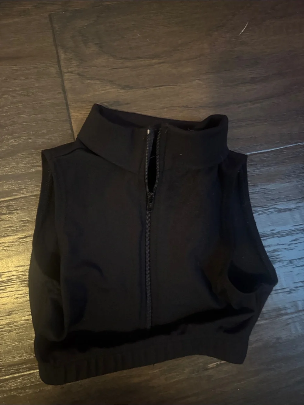 Black Sleeveless Zip Crop Top